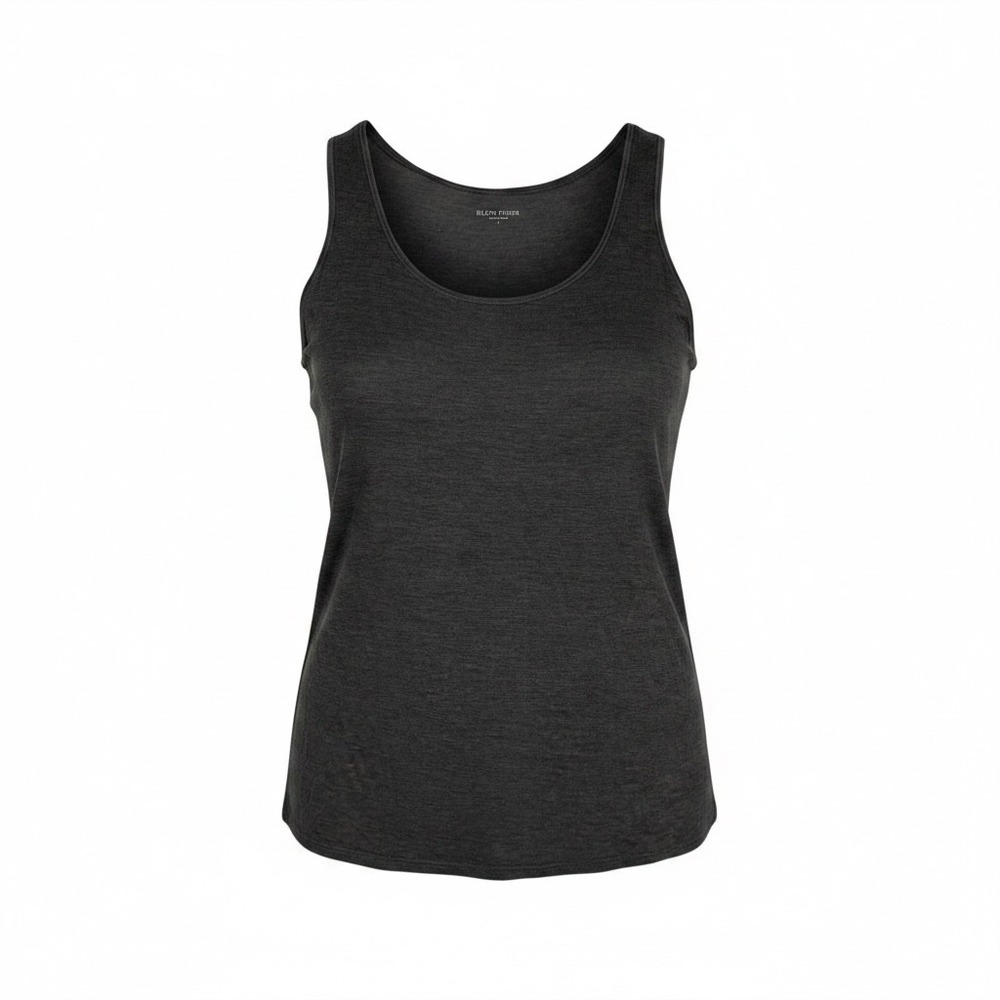 Eileen Fisher Tank Top L Gray Silk Cotton Scoop Neck Minimalist Lagenlook Luxury